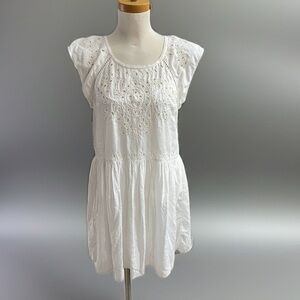 American Eagle Outfitters Ivory Embroidered Mini Slip Dress Sz M